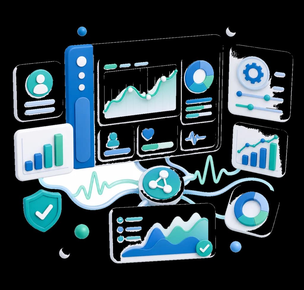 Analytics dashboard with charts, KPIs, and clinic performance data